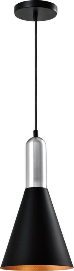 QUVIO Hanglamp modern Lampen Plafondlamp Verlichting plafondlampen Keukenverlichting Lamp E27 Fitting Met 1 lichtpunt Voor binnen Metaal D 19 cm Zwart en zilver