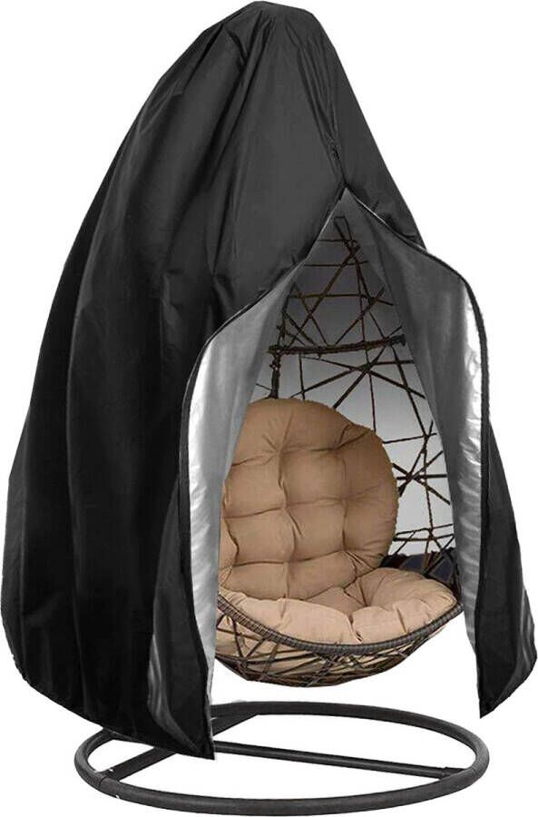 QUVIO Hangstoelhoes Beschermhoes Waterdicht Swing Egg chair Regenhoes Met rits Tuin accessoires Tuinmeubilair hoezen Zwart 110 x 110 x 45 cm
