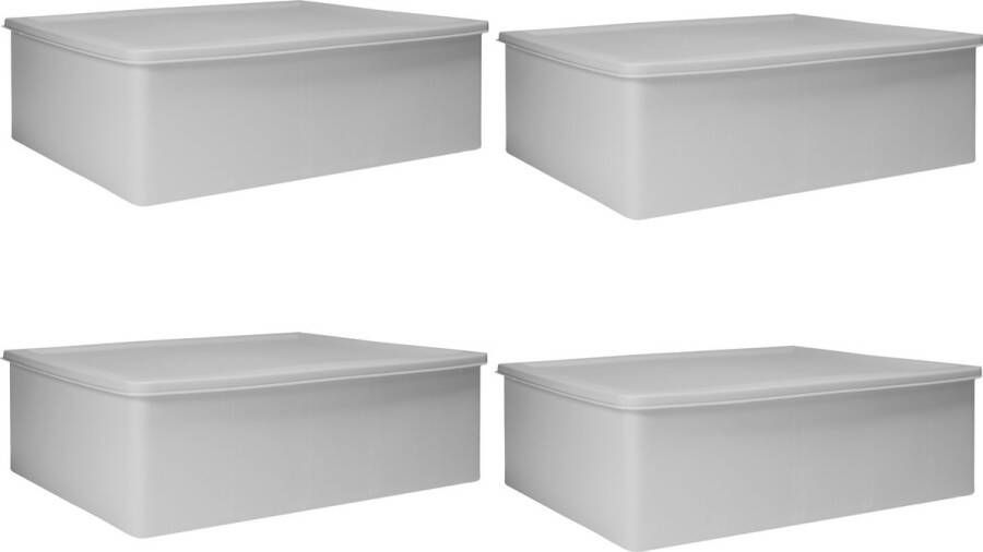 QUVIO Kast Organizer Set van 4 Opbergdoos Opbergboxen Met vakken Lade Organizer Opbergen Opruimen Kunststof Grijs 24 x 32 x 9 cm