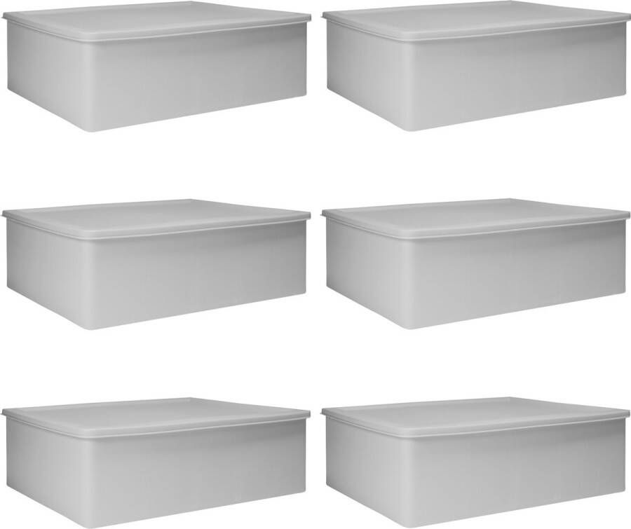 QUVIO Kast Organizer Set van 6 Opbergdoos Opbergboxen Met vakken Lade Organizer Opbergen Opruimen Kunststof Grijs 24 x 32 x 9 cm