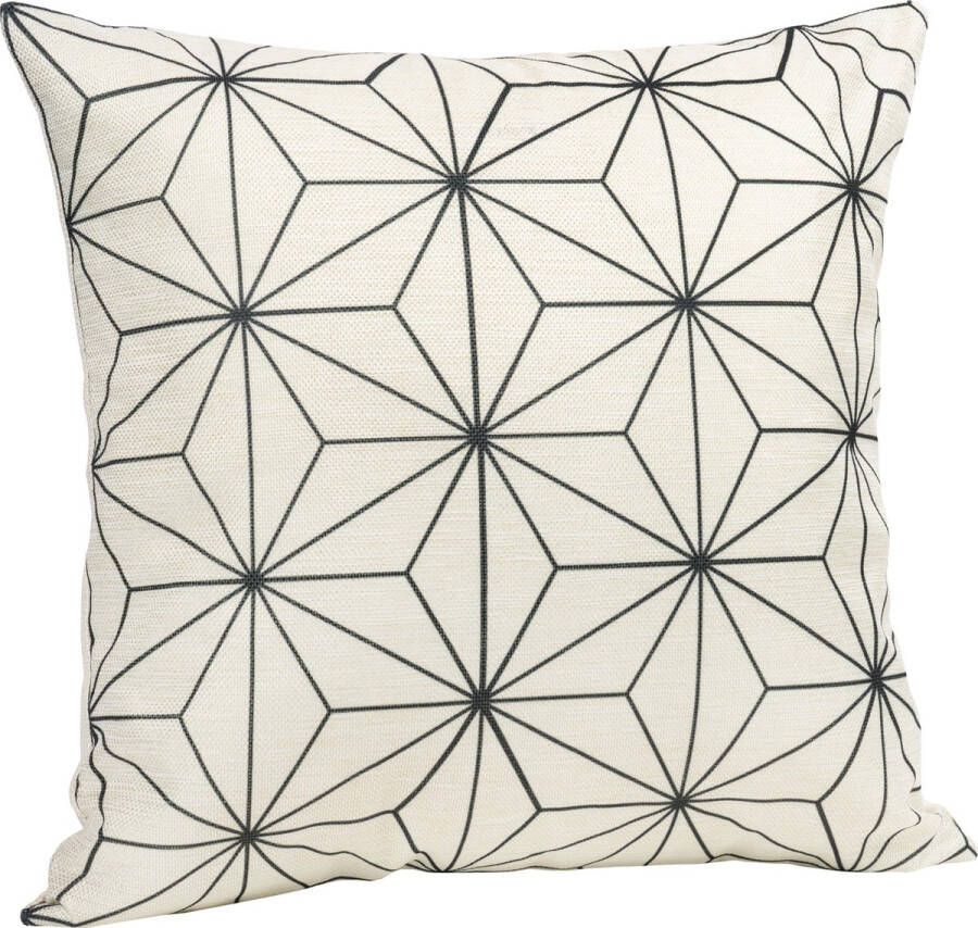 QUVIO Kussensloop met ster patroon Kussenhoes Sierkussen Sierkussenhoes 45 x 45 cm Zwart Beige
