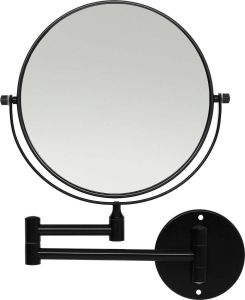 LYVION Make-up spiegel Scheerspiegel Vergrootspiegel 2 Spiegels Voor aan de wand Uitklapbaar Verstelbaar Cosmeticaspiegel Dubbelzijdig RVS Zwart