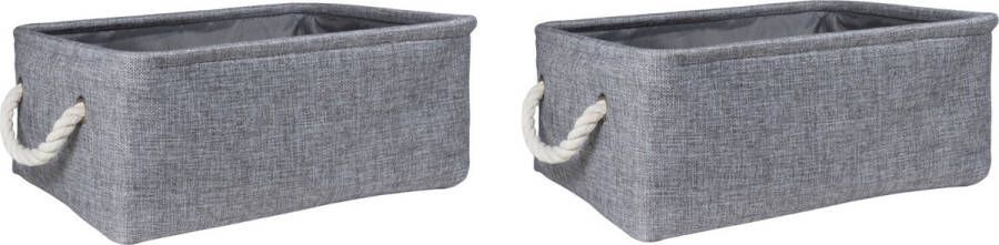 QUVIO Opbergmand Set van 2 Organizer Opbergbox Opbergdoos Speelgoedmand Decoratie mand Linnen Katoen Handvaten van touw Grijs
