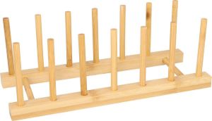 QUVIO Pannendekselhouder Bamboe Voor 6 deksels Dekselhouder Pan accessoires Opbergrek 12 5 x 29 x 10 5 cm