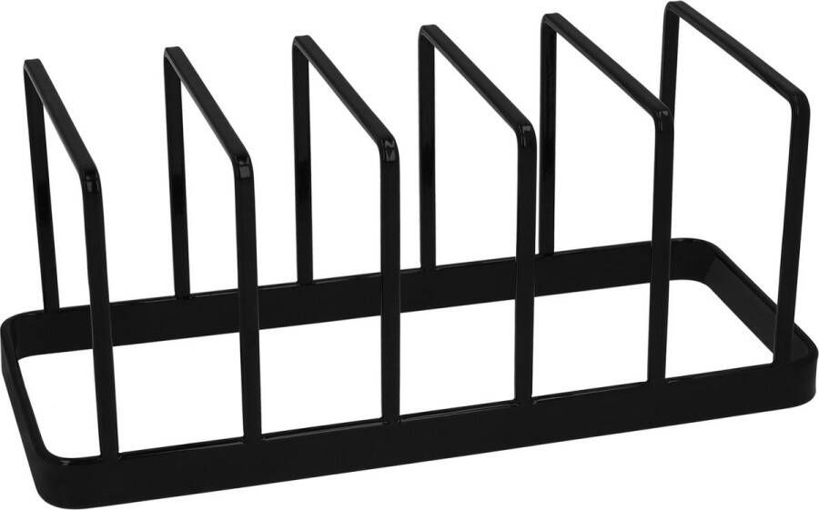 QUVIO Pannendekselhouder Pan accessoires Dekselhouder Opbergrek Metaal Zwart 10 x 24 x 10 5 cm