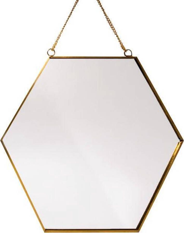 QUVIO Wandspiegel Spiegel zeshoek breed Wanddecoratie Spiegel voor binnen Wandspiegel met lijst Decoratie Hexagon 0 3x24x21 (lxbxh) Goud