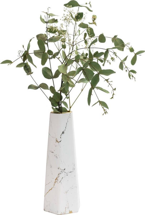 QUVIO Vaas voor droogbloemen Vaasje Vazen Vaas keramiek Landelijke bloemenvaas Woonaccessoire voor bloemen en boeketten Decoratieve accessoires 7 x 7 x 20 cm (lxbxh) Wit
