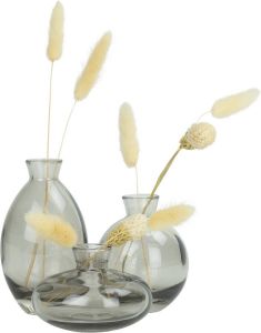 QUVIO Vazen set van 3 Vaas voor droogbloemen Glazen vaas Bloemenvaas Woonaccessoires voor bloemen en boeketten Decoratieve accessoires Glas Transparant grijs