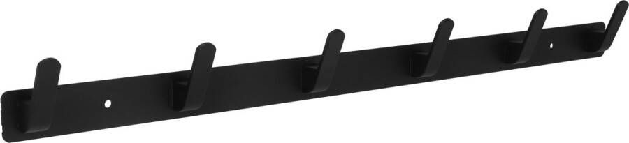 QUVIO Wandkapstok Kapstok Met zwarte wandhaken Muurkapstok Handdoekrek Met 6 haken Aluminium Zwart 3 5 x 53 5 x 5 cm