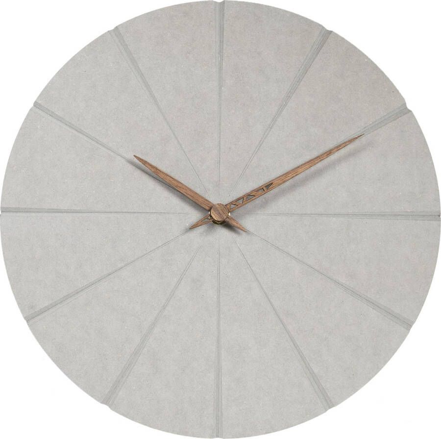 QUVIO Wandklok voor binnen Minimalistische klok Muurklok met stil uurwerk Keukenklok met strepen Industriële Klokken Muurdecoratie Wanddecoratie Betonlook Hout 30 x 30 cm (lxb) Grijs en bruin