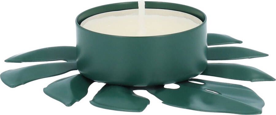 QUVIO Waxinelichthouder Blad Theelichthouder Kaarsenhouder Woonaccessoires Decoratieve accessoires 9 x 8 x 2 cm Metaal Groen
