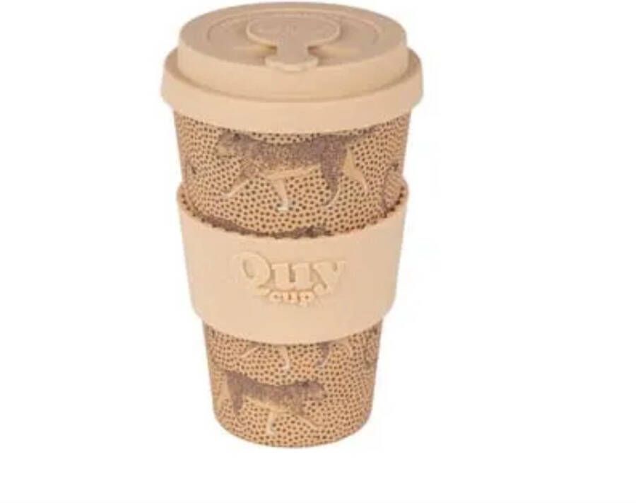 Quy cup 400ml Ecologische reisbeker Leopard Gerecycleerde flessen met zand siliconen deksel 9x9xH15cm