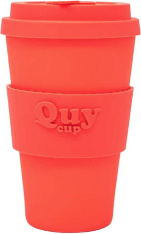 Quy cup 400ml Ecologische reisbeker Reed Gerecycleerde flessen met rode siliconen deksel 9x9xH15cm