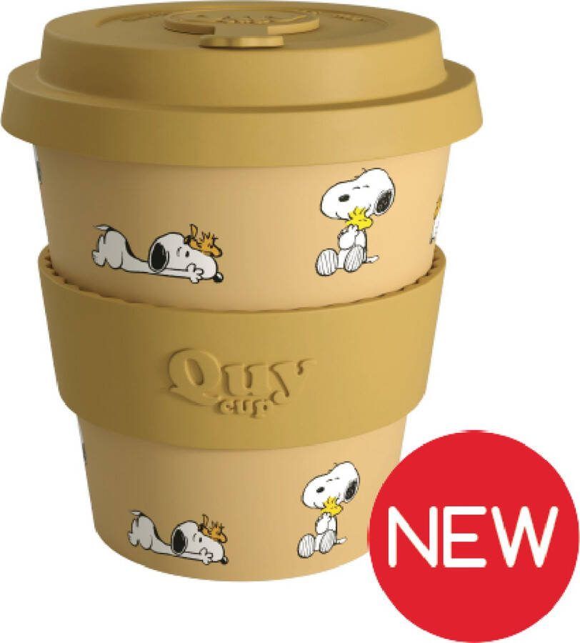 Quy cup 230ml Ecologische Reis Beker Peanuts SNOOPY 14 Woodstock BPA Vrij -reisbeker- kinderen-volwassenen- drinkbeker- Eco- Gemaakt van Gerecyclede Pet Flessen met Zand Siliconen deksel