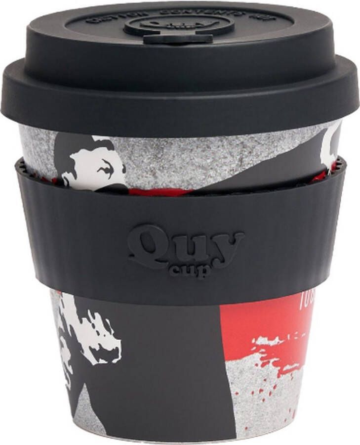 Quy cup 230ml Ecologische Reisbeker De originele Banksy's Graffiti The Flower Thrower BPA Vrij Gemaakt van Gerecyclede Pet Flessen met zwart siliconen deksel travelmug