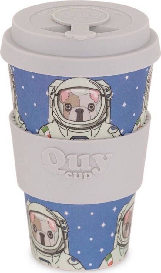 Quy cup 400ml Ecologische reisbeker Apollo Gerecycleerde flessen met grijze siliconen deksel 9x9xH15cm