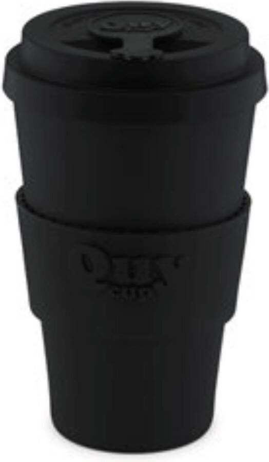 Quy cup 400ml Ecologische reisbeker Bob Gerecycleerde flessen met zwarte siliconen deksel 9x9xH15cm