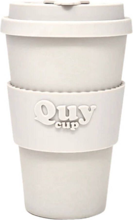 Quy cup 400ml Ecologische reisbeker Wall Gerecycleerde flessen met lichtgrijze siliconen deksel 9x9xH15cm