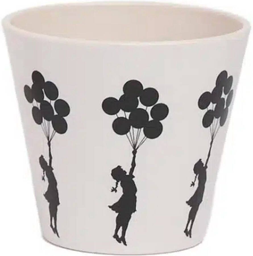Quy cup 90ml Ecologische Espresso Reisbeker De originele Banksy's Graffiti Flying Balloons Girl 7x7x7cm