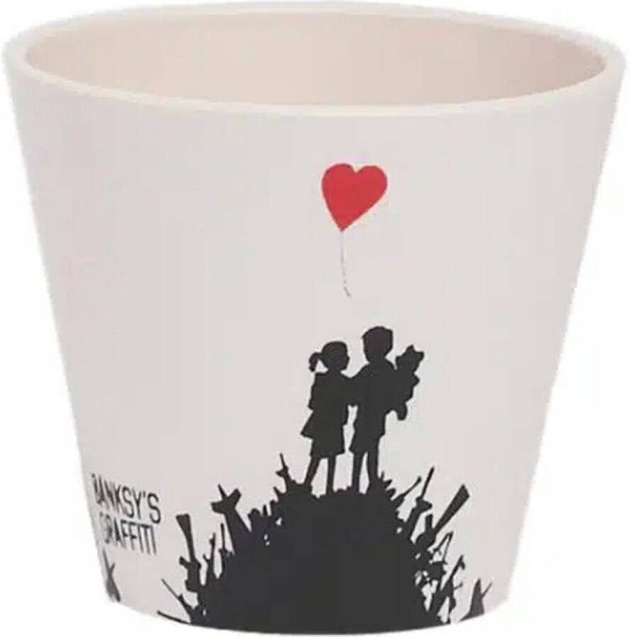 Quy cup 90ml Ecologische Espresso Reisbeker De originele Banksy's Graffiti Kids On Gun Hill 7x7x7cm
