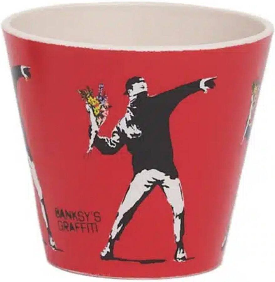 Quy cup 90ml Ecologische Espresso Reisbeker De originele Banksy's Graffiti The Flower Thrower 7x7x7cm