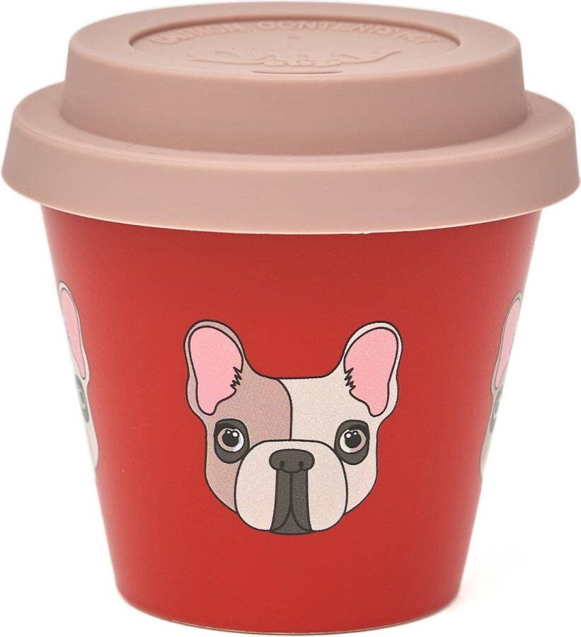 Quy cup 90ml Ecologische Reis Beker Espressobeker “Achille” met Rose Siliconen deksel