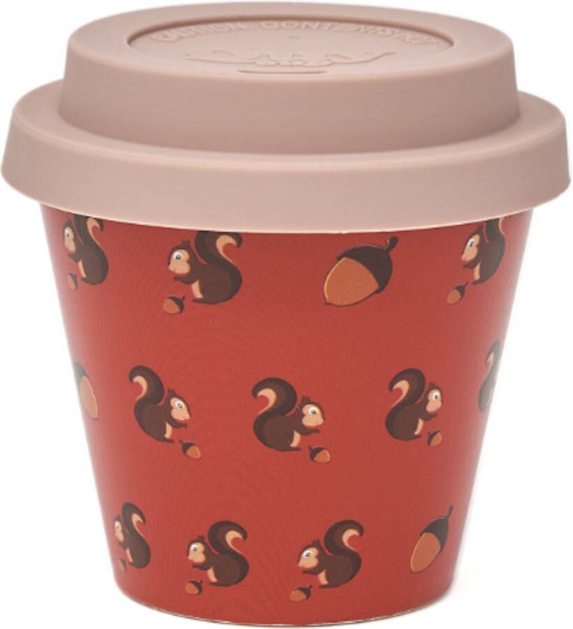 Quy cup 90ml Ecologische Reis Beker Espressobeker “Alvin” met Rose Siliconen deksel