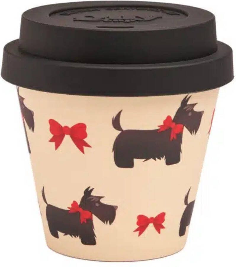 Quy cup 400ml Ecologische reisbeker Ibiscus Gerecycleerde flessen met rode siliconen deksel 9x9xH15cm