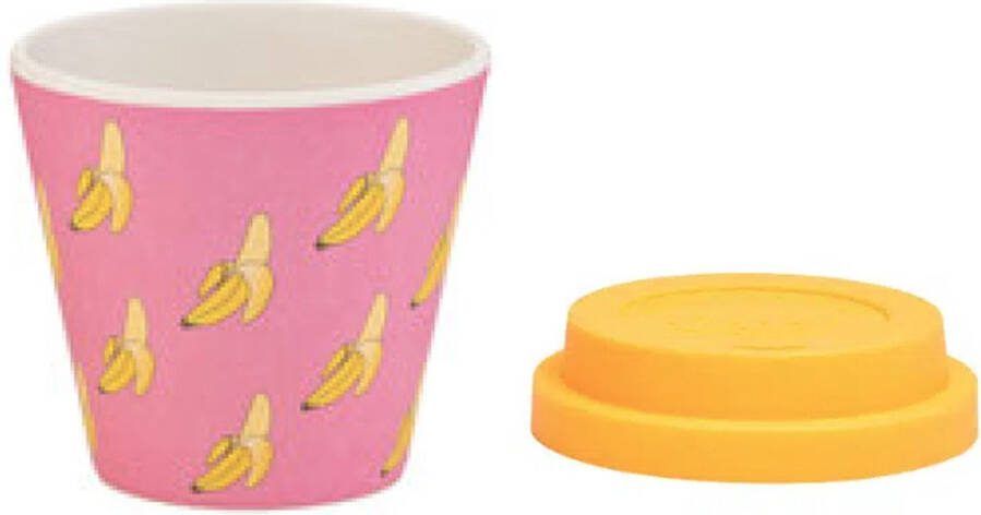 Quy cup 90ml Ecologische Reis Beker Espressobeker “Banana” met gele Siliconen deksel