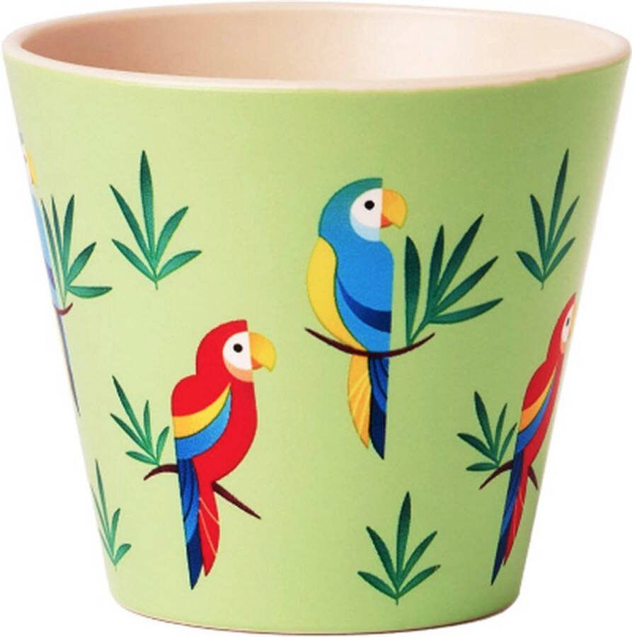 Quy cup 90ml Ecologische Reis Beker Espressobeker “Pappagallo PAPEGAAI” 7x7x7cm