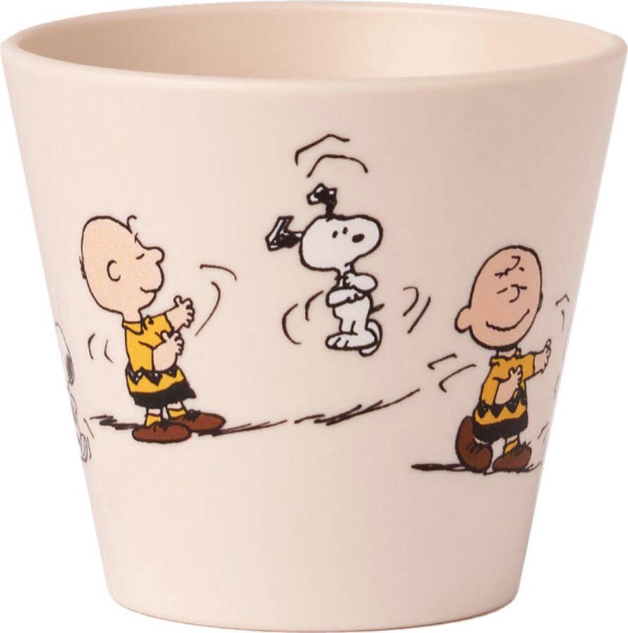 Quy cup 90ml Ecologische Reis Beker Espressobeker Peanuts Snoopy 8 Dancing” met licht blauw Siliconen deksel