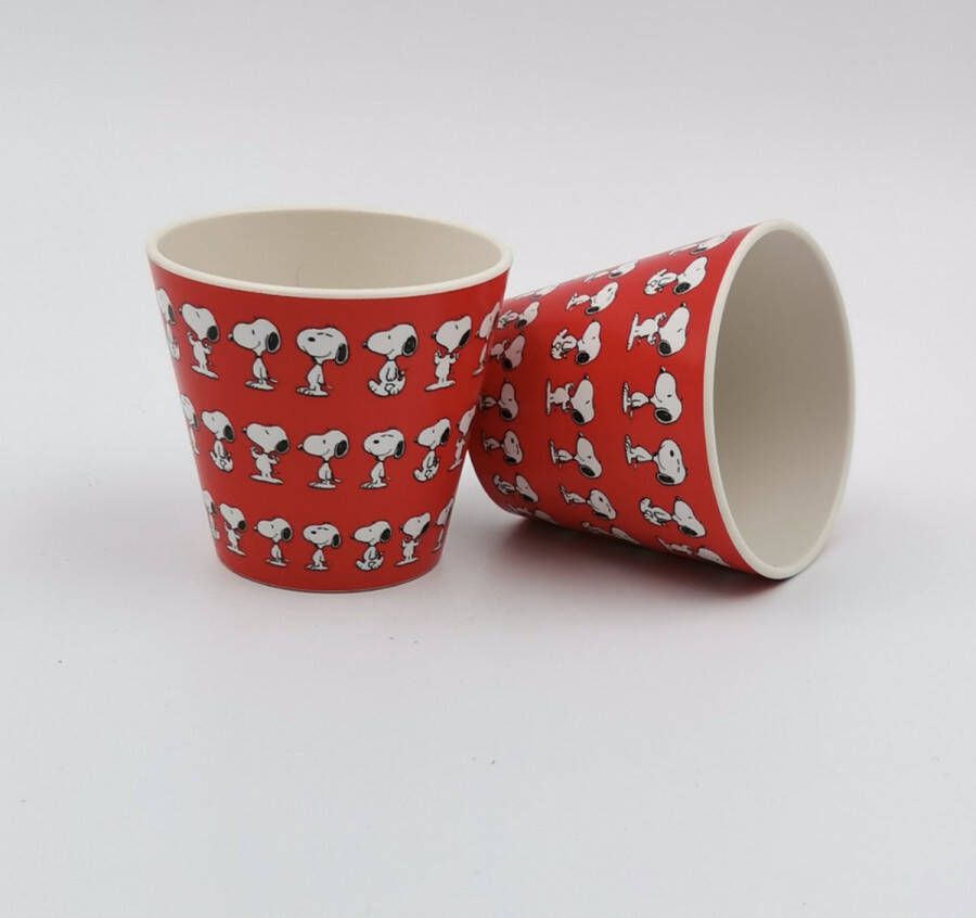 Quy cup 90ml Ecologische Reis Beker Espressobeker “Peanuts Snoopy Red” (set van 2)