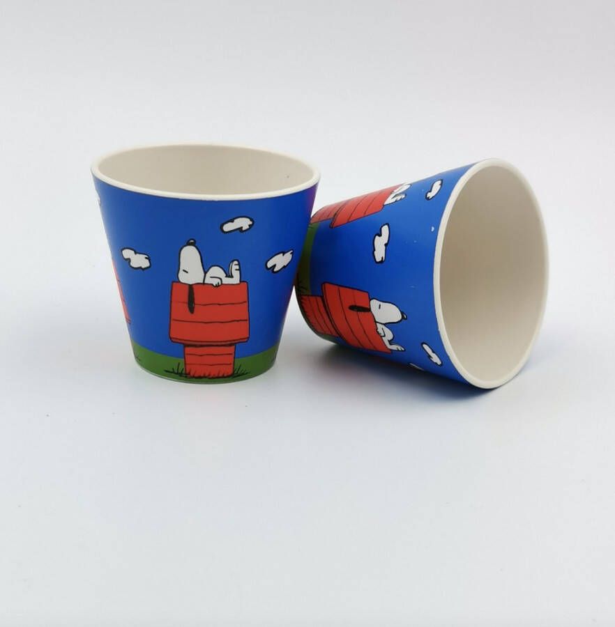 Quy cup 90ml Ecologische Reis Beker Espressobeker “Peanuts Snoopy Sit” (set van 2)
