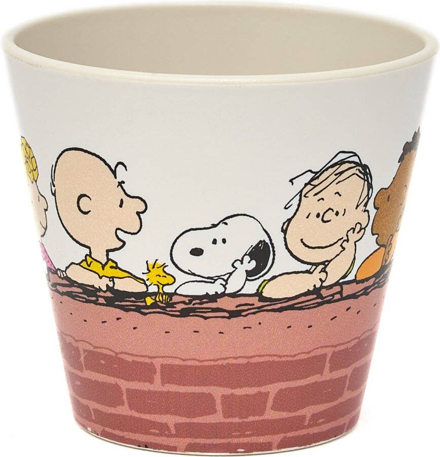 Quy cup 90ml Ecologische Reis Beker Espressobeker “Peanuts Snoopy Wall” (set van 2)