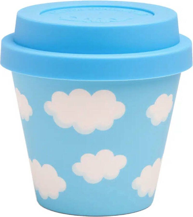 Quy cup 400ml Ecologische reisbeker Blue Owl Gerecycleerde flessen met lichtpaarse siliconen deksel 9x9xH15cm