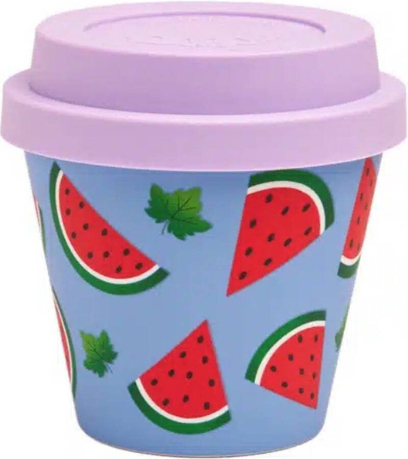 Quy cup 400ml Ecologische reisbeker Barocco Gerecycleerde flessen met zwarte siliconen deksel 9x9xH15cm