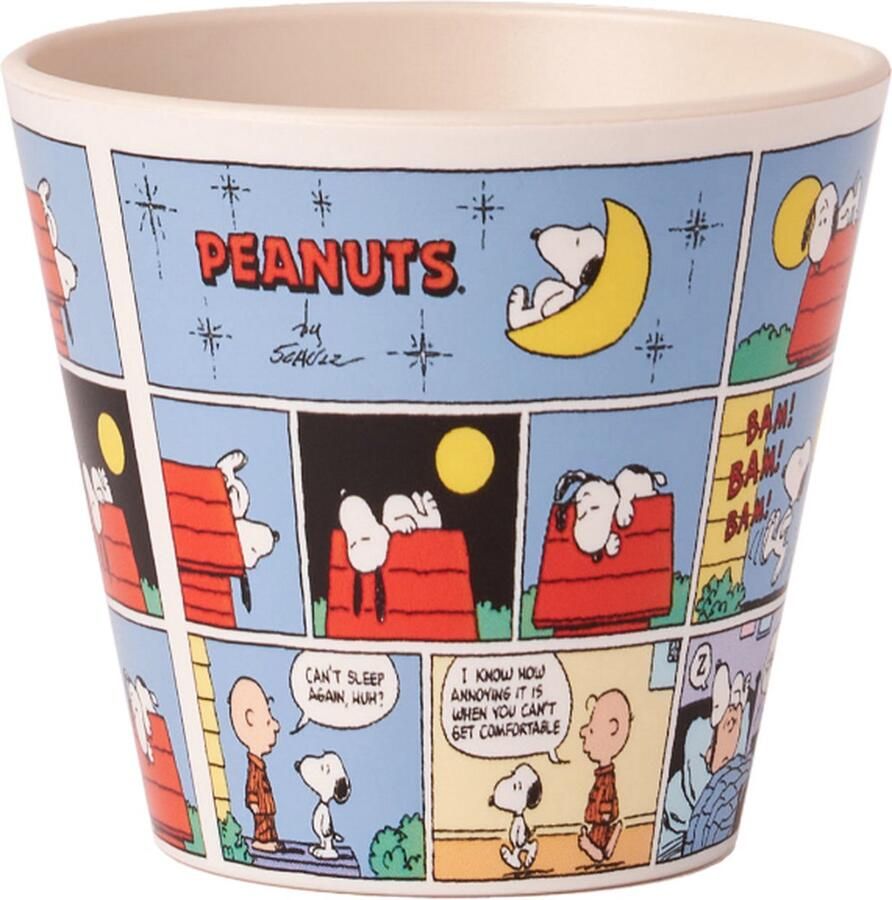 Quy cup 90ml Ecologische Reis Beker Espressobeker Peanuts Snoopy 10 FUMETTO” (STRIPBOEK) 7x7x7cm