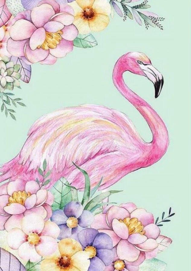 QX Trades Diamond painting Flamingo Bloemen-Vrije tijd- Hobby- Compleet pakket- Volwassenen en Kinderen-Met pen wax pincet en schudbakje-30x 40 cm