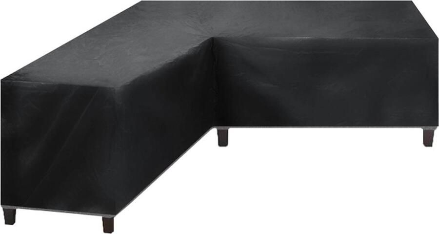 QY Tuinmeubelhoes Loungeset hoes Beschermhoes tuinmeubelen L-vormig 300x300x98cm Weersbestendig Zwart