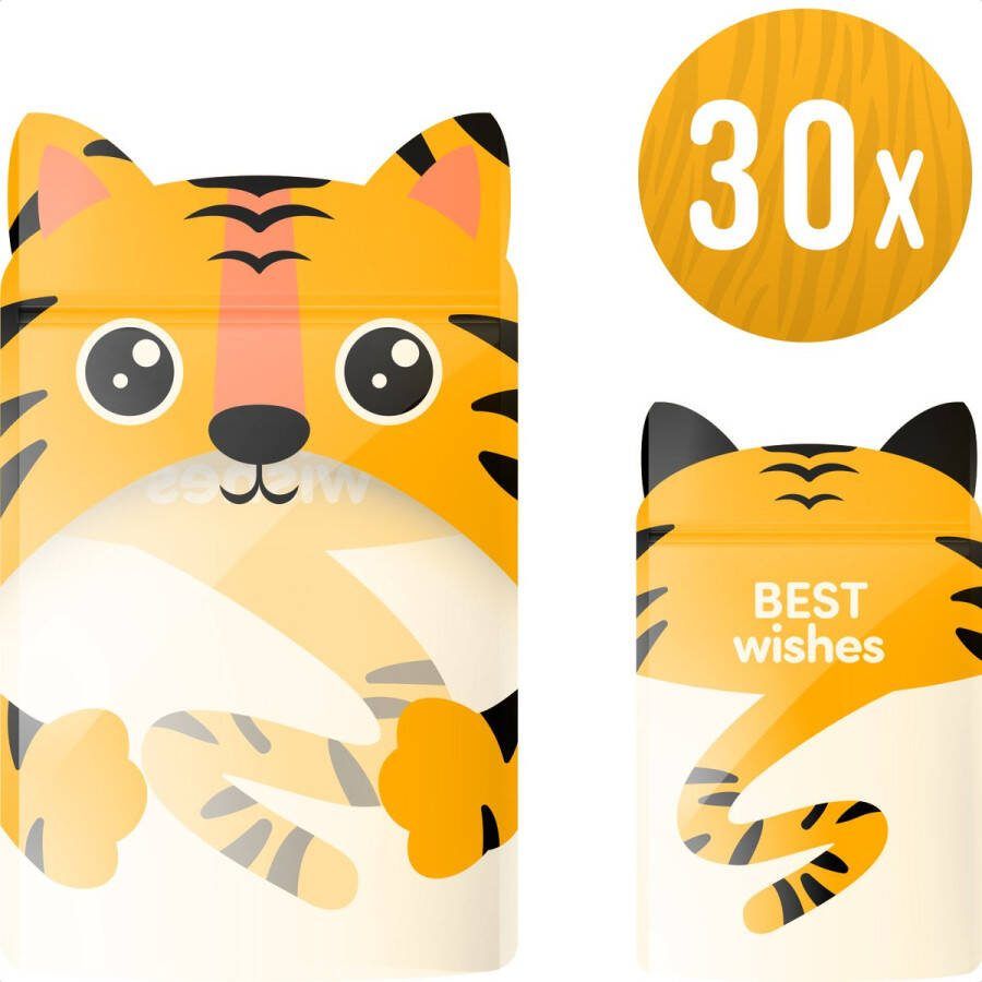 QY Uitdeelzakjes voor traktatie of uitdeelcadeautjes Traktatie zakjes set van 30 stuks Tijger