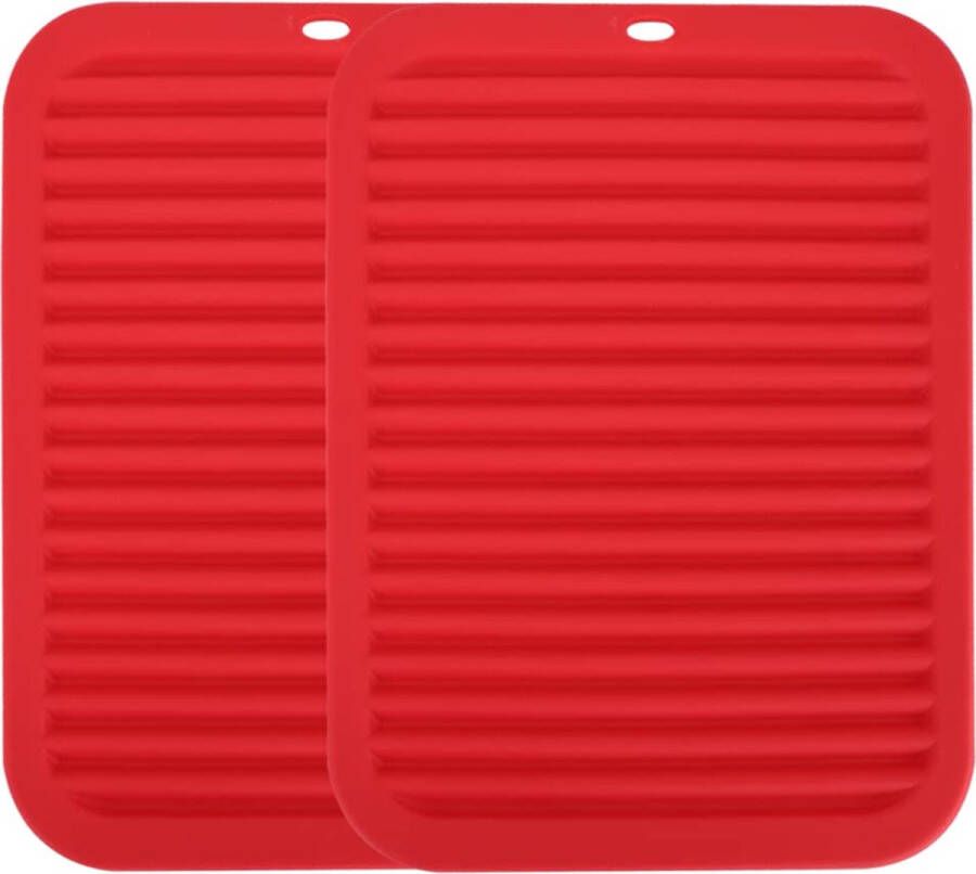 QZDAFFIC Siliconen matten voor werkbladen set van 2 warmtematten voor keuken hete pannenlap premium siliconen hittebestendige tafelmat 23x30cm (rood)