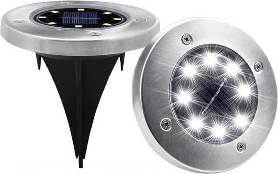 R&J Goods Solar Spot LED Grondspots set 4 stuks 8x LED Solar Tuin Set- Tuinverlichting Zonne Energie Waterdicht Milieuvriendelijke verlichting