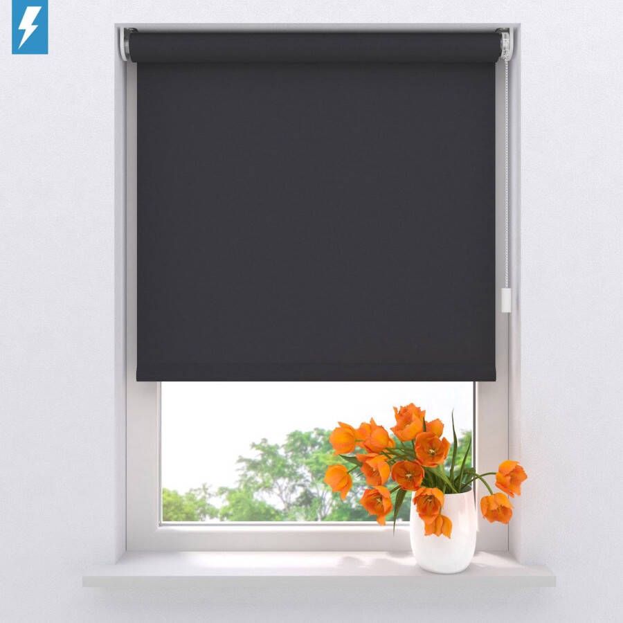 Raamdecoratie.com Elektrisch rolgordijn Easy Lichtdoorlatend Black 80 x 190 cm CMD-02-P