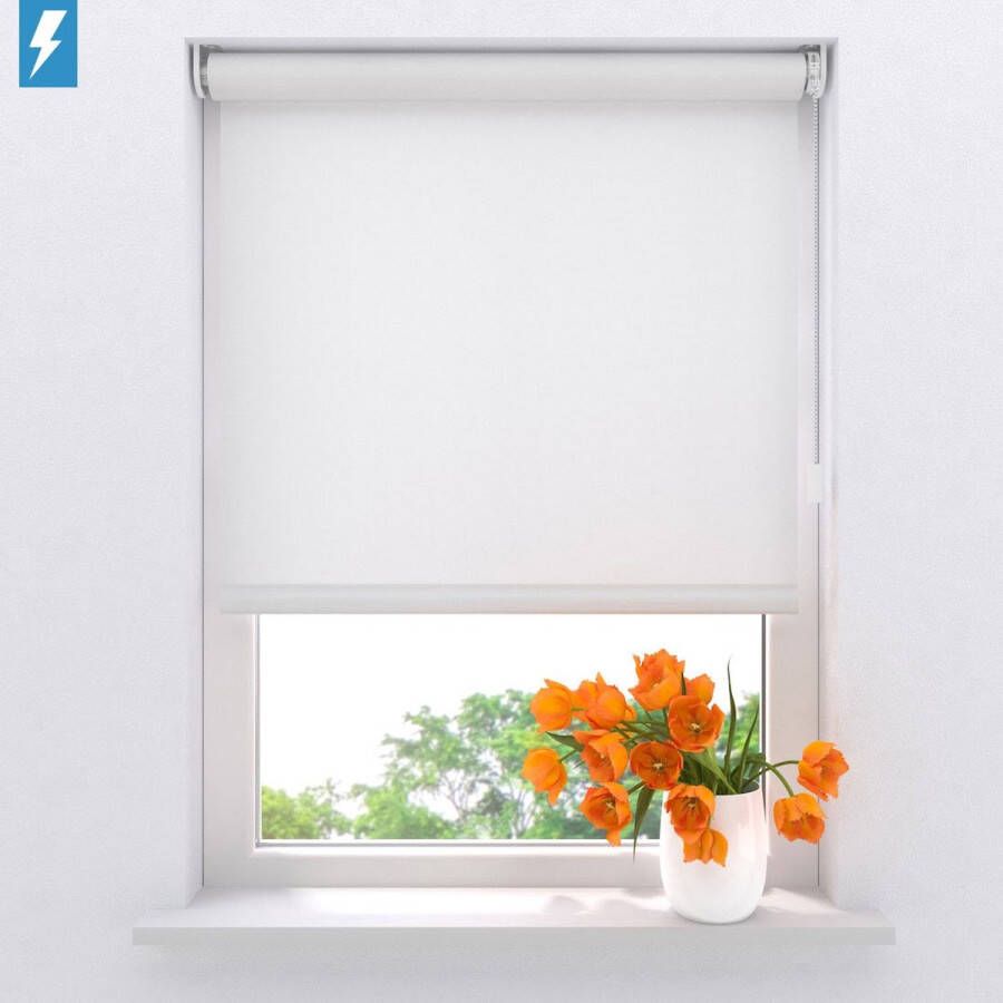 Raamdecoratie.com Elektrisch rolgordijn Easy Lichtdoorlatend Bright White 100 x 275 cm CMD-02-P