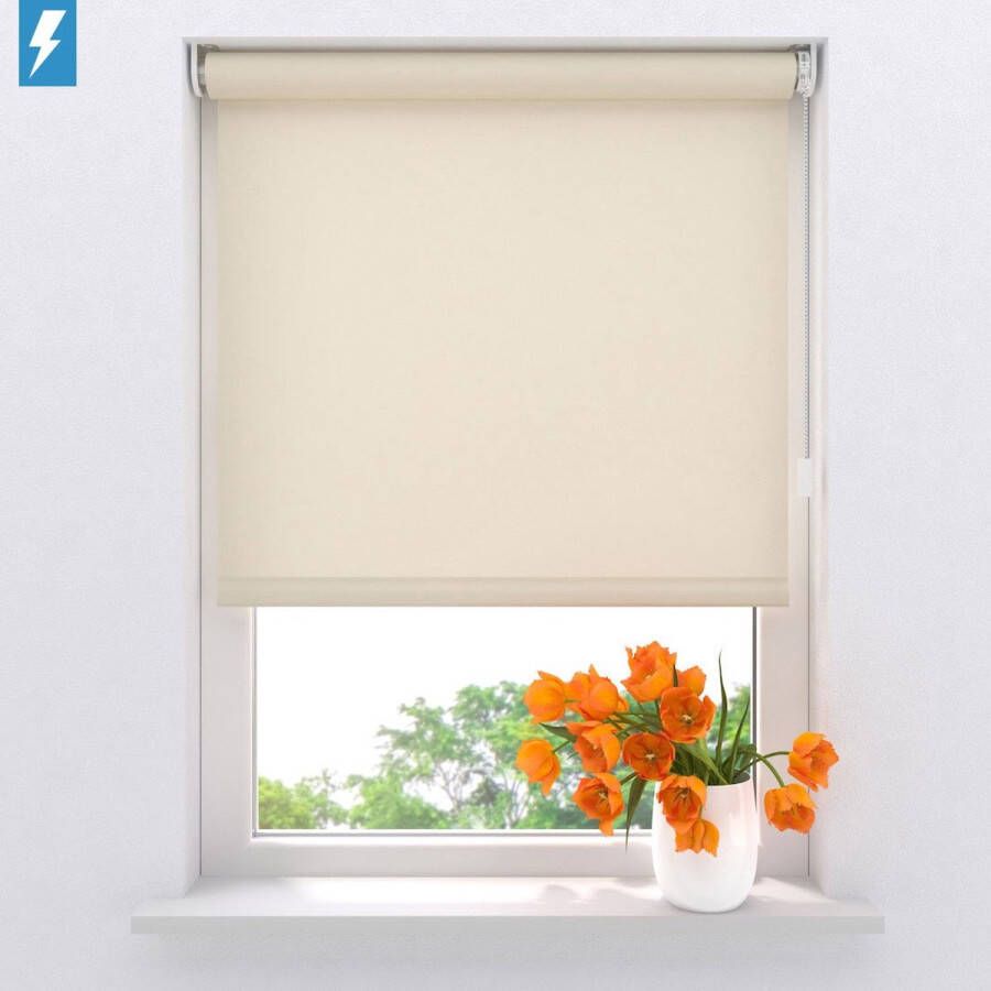 Raamdecoratie.com Elektrisch rolgordijn Easy Lichtdoorlatend Cream 100 x 190 cm CMD-02-P