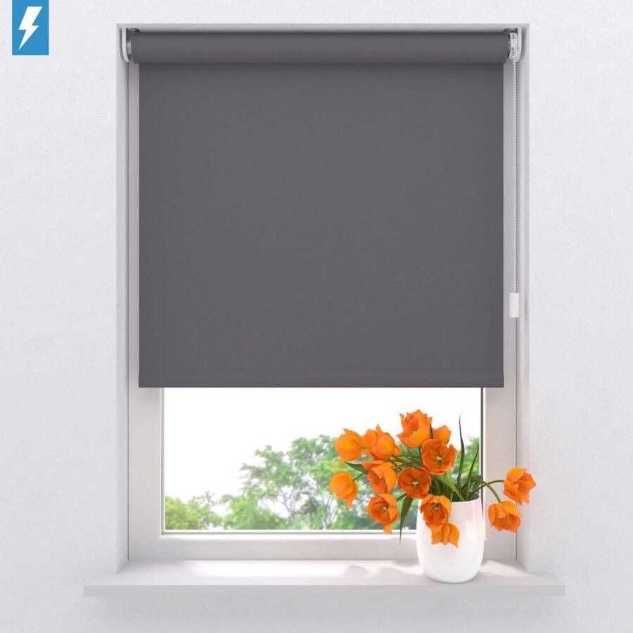 Raamdecoratie.com Elektrisch rolgordijn Easy Lichtdoorlatend Grey 120 x 190 cm CMD-03