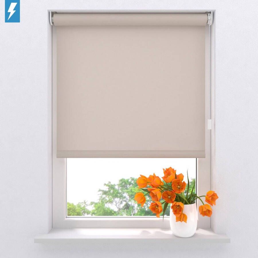 Raamdecoratie.com Elektrisch rolgordijn Easy Lichtdoorlatend Sand 100 x 275 cm CMD-03