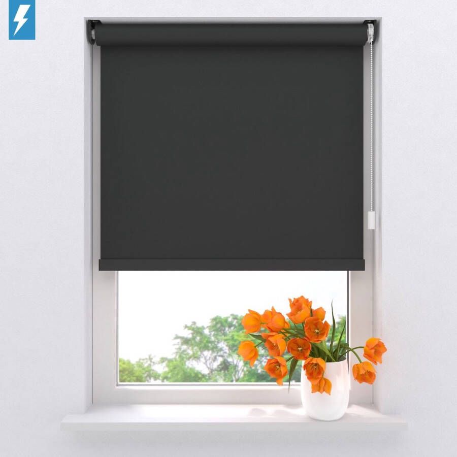 Raamdecoratie.com Elektrisch rolgordijn Easy Soft Verduisterend Black 100 x 190 cm CMD-03