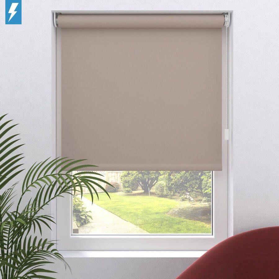 Raamdecoratie.com Elektrisch rolgordijn Easy Texture Verduisterend Sand 180 x 190 cm CMD-02-P