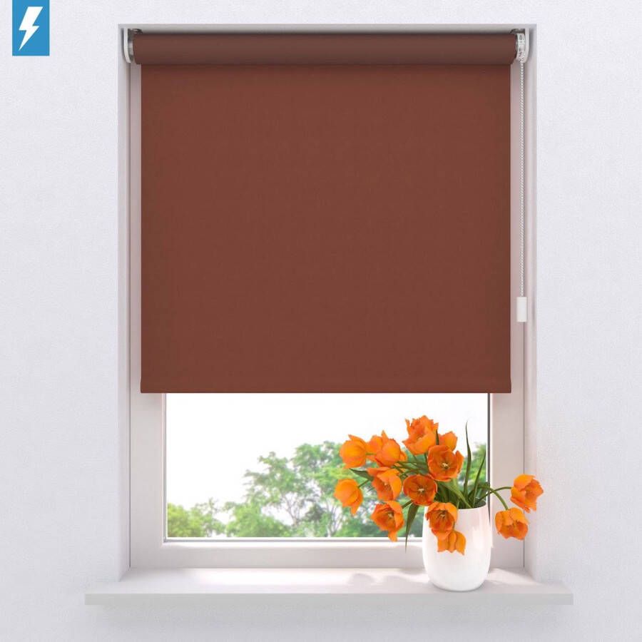 Raamdecoratie.com Elektrisch rolgordijn Easy Velvet Verduisterend dim-out Terracotta 120 x 190 cm CMD-02-P